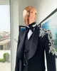 Formella svarta män bröllop smoking paljetter applikationer sjal lapel brudgum slit fit jacka kostymer prom party byxor kappa 3 stycken