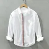 Camicie casual maschile da uomo a strisce bianche a strisce lunghe bottoni slim fit slit slit corean classic fashion di alta qualità camicette