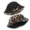 Cappelli larghi cappelli a secchio Cappelli di secchio in cotone Hat Hat Leopard Stampa Cap Capo Cappuccetto Donne Fil