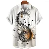 Men's Casual Shirts Music Shirt For Men 3D Print T-Shirt Musical Notation Pattern Tees Oversized Streetwear Summer Short Sleeved Clothing