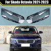 Skoda Octavia için Otomatik Işık Lambası 2021-2023 Araba Far Kapağı Lens Cam Kabuk Ön Far Şeffaf abajur