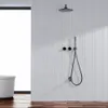 Bathroom Faucet Shower Set With Spout Brass Hot Cold Mixing Water Bahtub Rainfall Brushed Stainless Steel Gun Grey