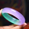 Bangle Natural Jade عالية الدرجة A Myanmar Jadeite مع شهادة Purple Green Burma Jades Barkles Women Gemstone Jewelry