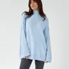 Swetery kobiet Podstawowy niebieski, ponadwymiarowy sweter dla kobiet pullover kpiąc jesień zimowy dzianina top ciepła miękka dziewczyna workowate 2023