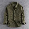 Herenjassen Los shirt gepersonaliseerde Japanse vintage jas werkkleding driedimensionale zak heren katoen met lange mouwen 230810
