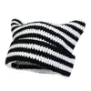 Berets 2023 Adult Selling Handmade Knitted Ears Devil Horn Striped Woolen Hat Autumn Fashion Item