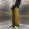 Pantaloni maschili marroni black black cargo tasca di moda tasca casual giapponese streetwear hip-hop sciolte pantaloni da uomo dritti