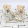 Plush Keychains 2pc schattige Bunny Plush Doll Floral Burlap Teddy Bear Keychain Girl Kawaii Animal Gevulde speelgoed paar sleutelhanger hanger hoge kwaliteit 230811