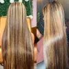 30 -дюймовый Highlight Wig Human Hair Ombre Honey Blonde 4/27 Цветные кружевы передние парики для женщин Прямой кружевной парик