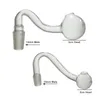 QuartzPro 14mm Male Clear Bent Curve Glass Oil Burner Pipe Attachment With 3cm Curved Big Head Bowl