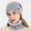 Berets Couple Knitted Hat Scarf Coral Fleece Winter Beanies For Men Women Black Cap Neck Set Outdoor Warmer Ski Mask Male