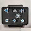 DICE GAMES 7 st/set Metal Star Sky Series brädspel Polyhedral Spela DICES SET med detaljhandelspaket A57 A38249P Drop Leverans Toys G DHLTK