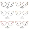 Solglasögon 87242 Ultra Light TR90 Metal Eyeglass Frame Hollow Cat Eye Anti Blue Glasses Women Computer Radiation