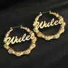 Hoop Huggie Wholesale 30mm100mm Custom Bamboo Earrings Customize Name Style Personality Earring Customized Gifts 230811