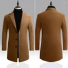 Erkek trençkotları moda ceket Kore tarzı düz renk sıcak ince uydurma düğmeler ceket erkekler rüzgar geçirmez