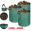 Papperskorgen 120L-500L Garden Garbage Storage Bag Stor kapacitet kan återanvändbar bladsäck Trash Foldbara Waste Bins Collection Container Bins 230810