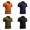 Men's Polos 4 Colors!2023 Summer Standing Neck T-shirts High Quality Slim Fit Tees Street Short Sleeve Outdoor Sports T-shirt