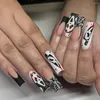 False chiodi indossabili Pressa sulla moda Fantasca a forma di bara a forma di bara Halloween Falso Copertura completa Spider Web Manicure Unghia punta