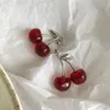 Stud Earrings Korean Version Of Cherries For Women Simple Cute Leaf Berry Small Fresh Fashion Jewelry Accessories Gifts