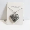 Everfast 10pc Big Engraved Love Heart Locket rostfritt stål Fotorram hänge halsband charm för kvinnor män familjminnesmycken sn123