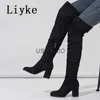 Boots Liyke 2023 New Fashion Round Toe Zip Thigh High Boots Women Autumn Winter Chunky Heels Motorcycle Over The Knee Shoe Botas Mujer J230811