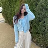 女性のセータールーシーver韓国ピンクカットニットカーディガンファッションシングル乳房セーター女性の偽ミンクベルベットカーディガンZ230811