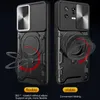 Capa de telefone celular com lente deslizante para Xiao Mi 11T 12T Pro Lite POCO C3 C31 C40 M3 M5 F3 F5 Pro Híbrido PC TPU Drop-Proof Kickstand Designer Phone Case