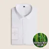 Koszulki męskie Silk Ice Silk i Bamboo Fibre White Shirt Man's Long-Sleeved Business Casual Formal Fit Bluzka Nie żelaza nie żelaza