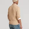 Men's Sweaters Brand High Quality 100% Cotton Sweaters Men's Autumn Cable Knit Sweater With Zipper High Collar Pullovers Zipper Pull Homme 8509 230810