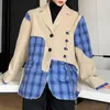 Men's Suits Suit Lapel Men Casual Jacket Loose Plaid Contrast Color Stitching Top Coat Windbreaker Jaqueta Masculino Bomber