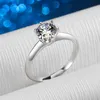 Luxury Tiff fashion brand jewelry S925 Sterling Silver women's One Ca t family's new D-COLOR morsonite simulation diamond ring opening classic empty holder accessory