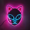 Japanese Anime Mask Full Face Demon Slayer Mask LED Party Supplies Neon Light Flashing In The Dark Night HKD230810