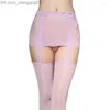 Socks Hosiery Women Socks Women's Lace Sexy Garter Belt Thigh High Stockings Silk Thin Open Crotch Pantyhose Hollow Out Tights Over Knee Z230811