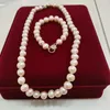 Necklace Earrings Set Hand Knotted 9-10mm Pink Freshwater Pearl 45cm Bracelet 19cm Zircon Micro Inlay Clasp Fashion Jewelry