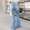 Purple Brand Edge Bell-Bottoms Summer Fashion Solid Color High Taist Slim Women Женская джинсовая джинсовая ткань рубашки для женщин