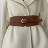 Bältesdesigners nya högkvalitativa skarv elastiska midjeband midja svartbrun modetrend ull vindbrytare klänning i midjan tätning