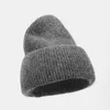 Beanie/Skull Caps New Autumn Winter Rabbit Hair Winter Hat Warm Beanies Hats Casual Women Solid Adult Cashmere Knitted Beanie Hat with Bright Wire