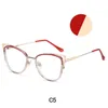 Solglasögon 87242 Ultra Light TR90 Metal Eyeglass Frame Hollow Cat Eye Anti Blue Glasses Women Computer Radiation