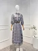 Casual Dresses Preorder 2023 Spring Collection High Quality Pure Linen Paisley Prining Mandarine Collar Midi Women