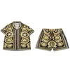 Geometrischer Druck kurzarmes Hemd Lose Shorts Anzug Tracksuits für Männer Sommer Hawaii Outfits Sets zweiteilige Bluse-Hosen SetM-3xl