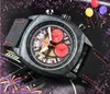Hollow Skeleton Dial Watch Spectwatch Auto Date Ткань Поясные часы высококачественные спортивные японские vk Quartz Chronograph Черный мрамор Кейс Кейс мужские подарки.