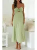 Casual Dresses Puloru Elegant Off-Shoulder Tube Tops Midi Dress Party Evening Holiday Women Axless Twist Knoted Cutout A-Line