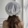 Beanie/Skull Caps Winter Hat For Women Luxury Faux Fox Fur Hat Bonnets Beanie Solid Color Fluffy Russian Cap 2022 Fashion Warmer Earmuffs Cap