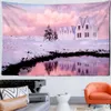 Wandteppiche Tropical Sandy Beach Landschaft Sonnenuntergang Landschaft Wandteppich Wandhänge Hippie Art Room Home Decor R230816