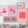 Cute Cat Girl Posters Submissive Rope Bunny Pink Girl Canvas Painting Wall Art Print Pictures for Living Room Kawaii Bedroom Home Decor No Frame Wo6