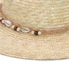 Visors Female Shell Ribbon Straw Hats Handmade Panama Beach Hats Ladies Summer Sun Hat Holiday 230811