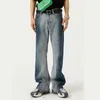 Jeans masculin homme de style coréen streetwear pantalon hip hop gradient lavé vintage lâche pantalon de jean coupé