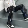 Pantaloni da uomo pantaloni di strada alta skateboarding skateboarding wash splash jeans pantaloni da pavimento maschile street hip hop panico acquisto denim maschile z230814