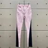 Women's Jeans 2023 Summer Korean Fashion Contrast Panel Y 2k Vintage Cotton Denim Slimming Pencil Pants Straight Leg