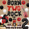 Other Event Party Supplies Born 2 Rock Party Decoration Rock and Roll 2nd Birthday Party Supplies Red Black Balloon Guitar Cake Topper for Music 2 Year Old 230810